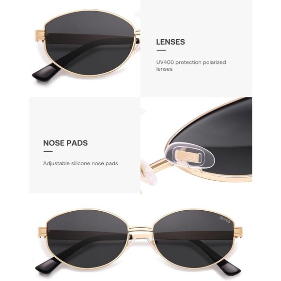 Oval Round Polarized Sunglasses Unisex Metal UV400 Retro Chic Shades